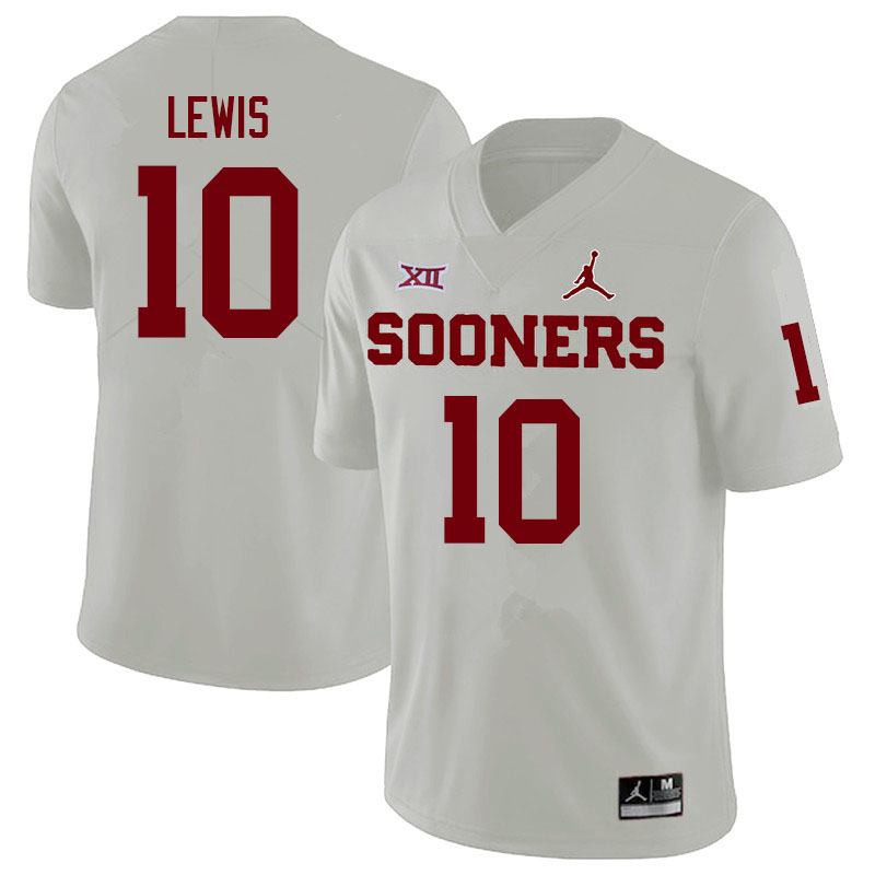 Men #10 Kip Lewis Oklahoma Sooners College Football Jerseys Sale-White